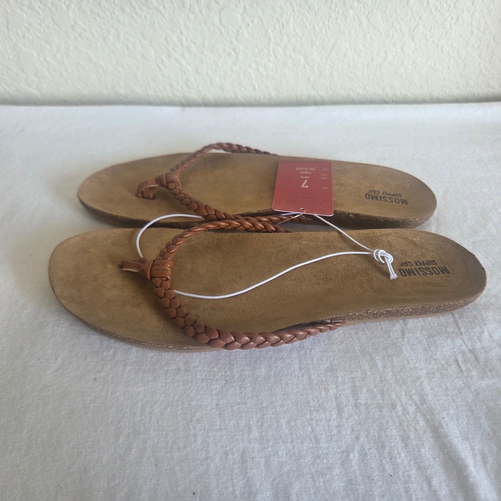 Mossimo Supply Co Odele Cognac Brown Braided Strap Flip Flop Sandals Womens 7